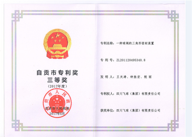 1一种球阀的三角形密封装置三等奖励证书.jpg